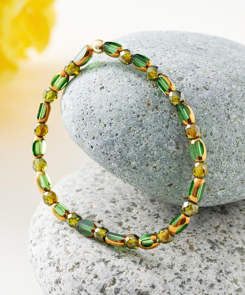 Polalita Green Gold Mix Stone Bracelet (Plt-Br-056_Gn)