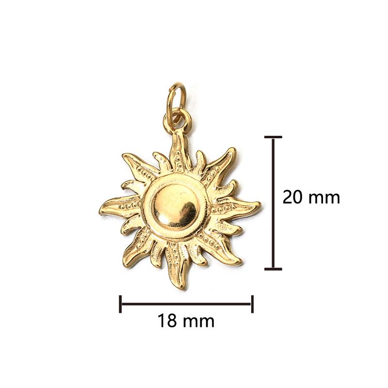 18K Gold-Plated Stainless Steel Necklace with Natural Stone Star, Moon & Sun Pendant