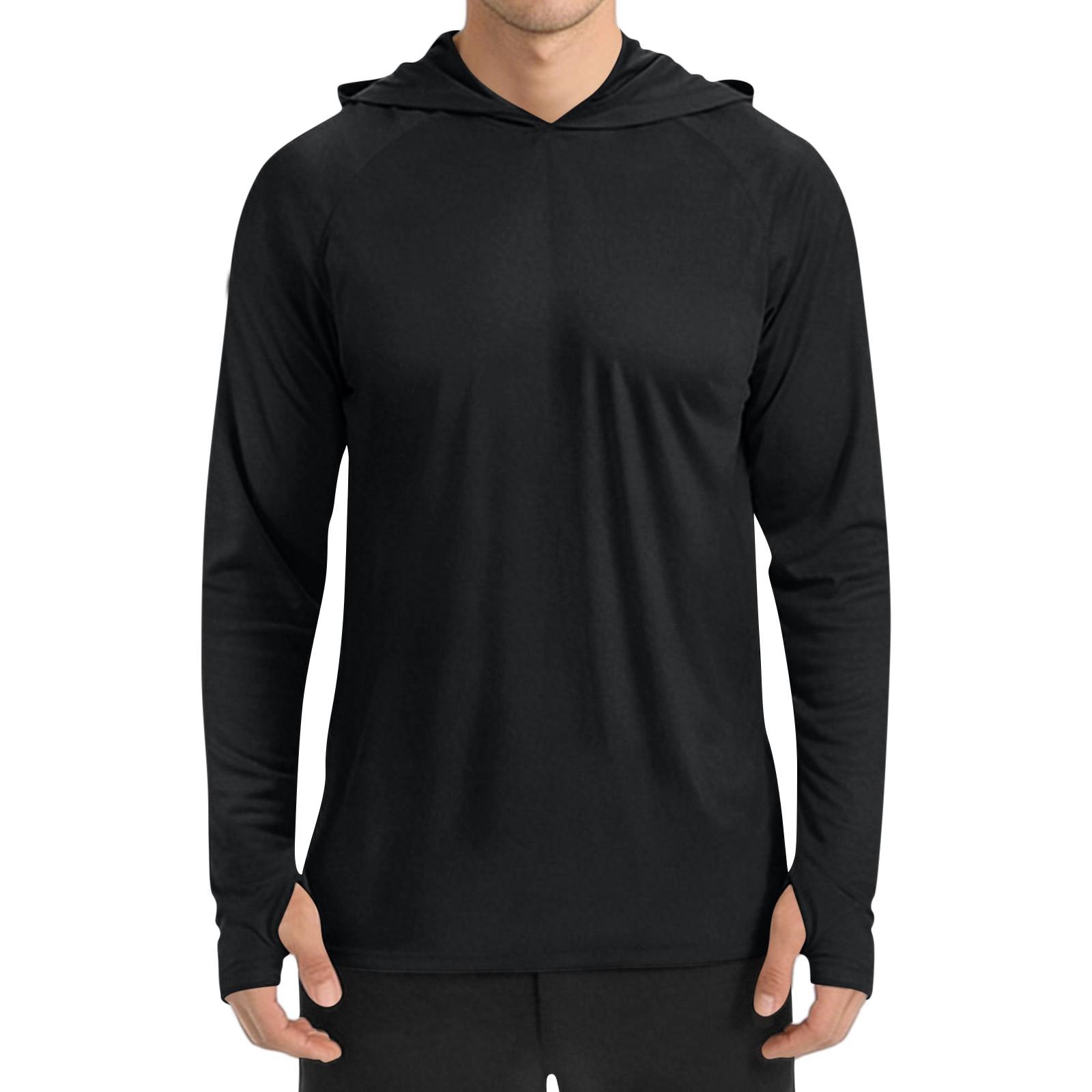 Men s Sun Shirt: Quick-Dry Long-Sleeve Hooded Sweatshirt / Quick-Dry Fishing Shirt L чёрный