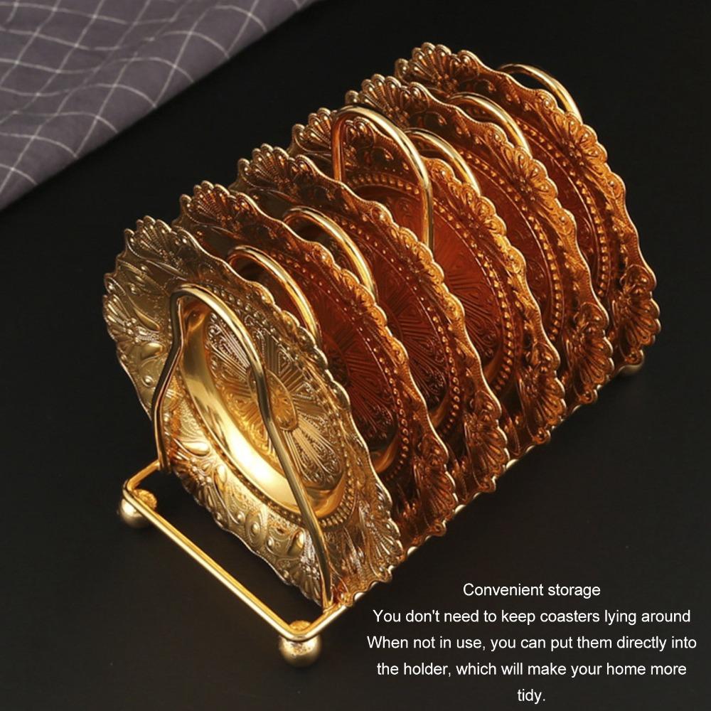 7PCS European Metal Coasters Set Iron Table Coasters Set Coasters Drink Coasters Set For Home