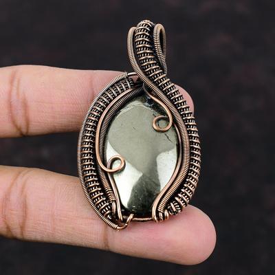 Apache Pyrite Pendant Copper Wire Wrapped Pendant Wire Wrap Jewelry Handmade Pendant Gemstone Copper Jewelry Gift For Mother Pyrite Jewelry