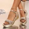 Plus Size Fashion Weaving Platform Sandals for Women Gold Silver Wedge Sandals Woman Summer 2026 Comfort Thick Sole Beach Shoes