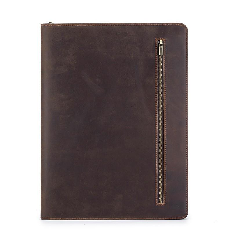Multi Functional Leather Tablet Bag Business Document Folder A4 Crazy Horse 13 Inch Protective Cover 25x6x33 коричневый