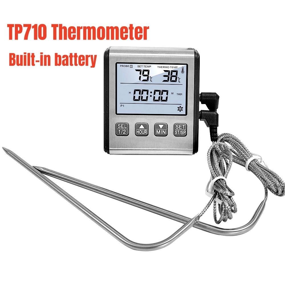 Digital Thermometer with Stainless Steel Probe Alarm Kitchen Meat Timer Temperature Meter Measurement for Oven BBQ Grill Cooking