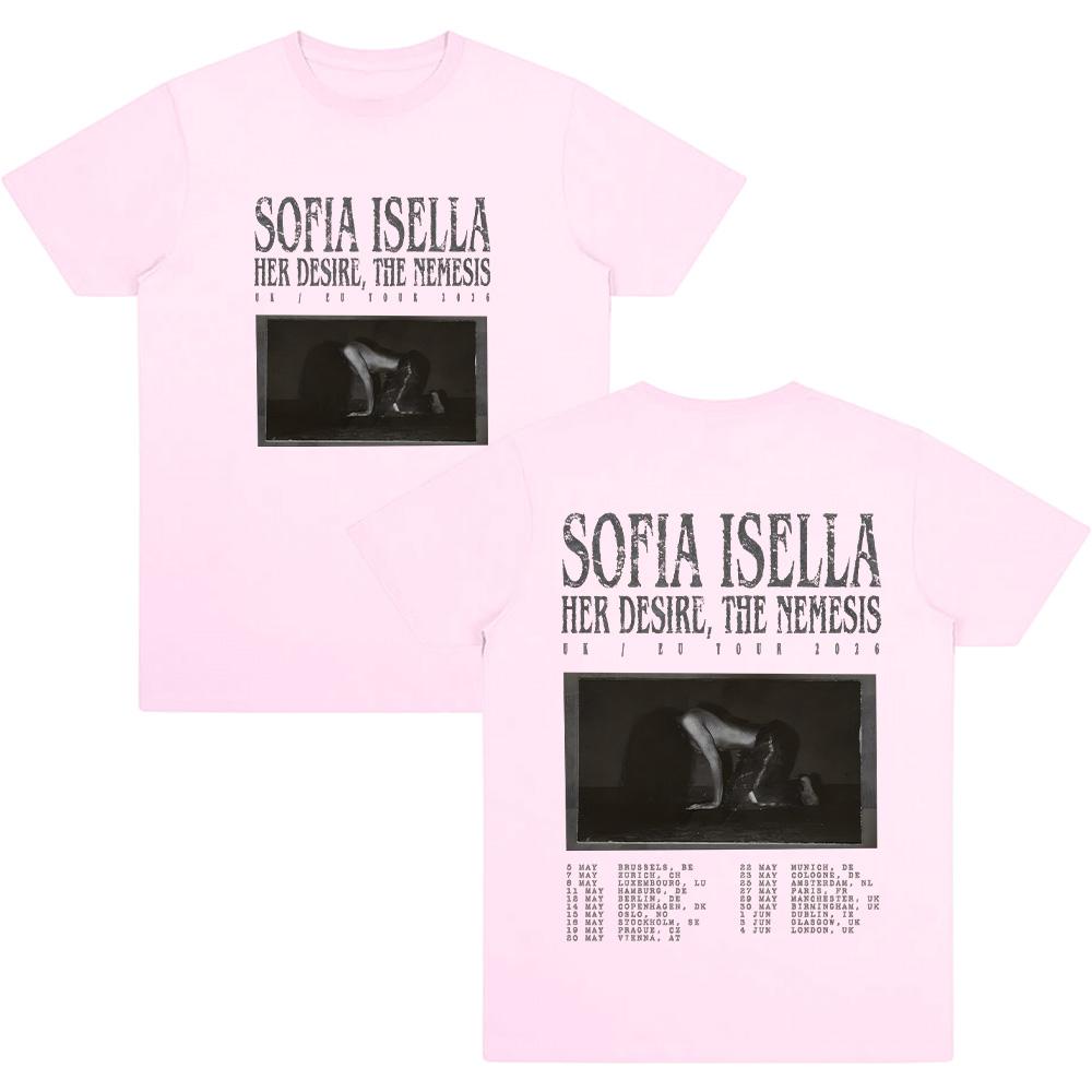 

Sofia Isella Her Desire The Nemesis Tour 2026 T Shirts Women Men Cotton Short Sleeve Tees Gothic Aesthetic Clothing Summer Tops L рожевий