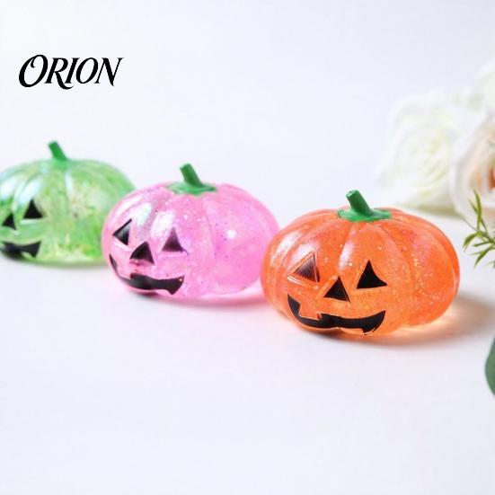 Sparkly Pumpkin Toy 1/4Pcs Halloween Stress Relief Toy, Smiling Head Squeeze Anti Anxiety Toys Clear Glitter Office Desk for Relieve