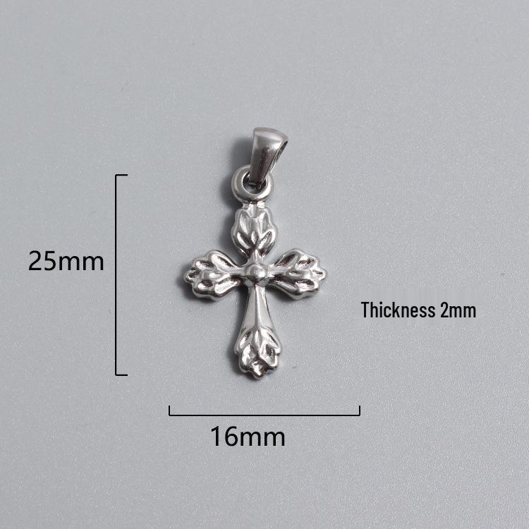 Retro Titanium Steel Cross Necklace Pendant - Stainless Steel DIY Jewelry Accessory, Fade-Resistant