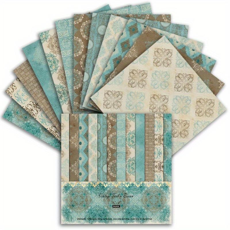 24pcs Junk Journaling Craft Paper Flower Crapbook Paper Pad 6x6inch Assorted Pattern Decoupage Cardstock Paper Single-Sided Vintage Scrapbooking DIY