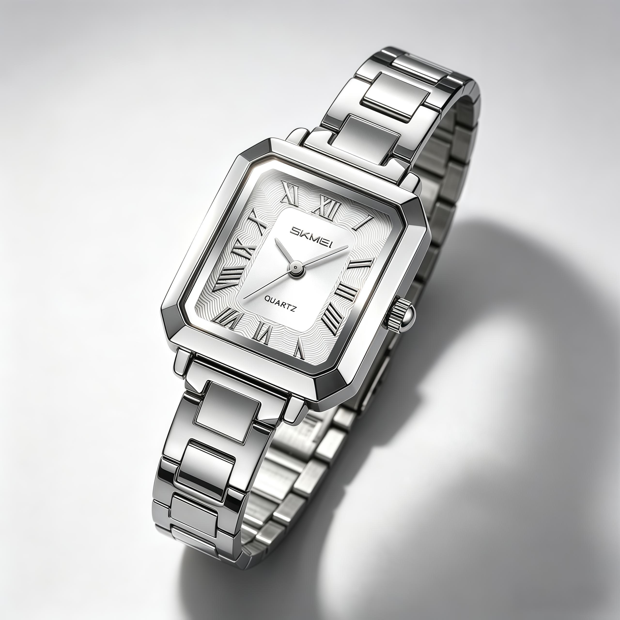 Women s Quartz Watch SKMEI Square Roman Numerals Stainless Steel 2582