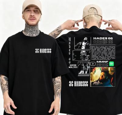 Summer 2025 Hades66 Hiphop Rapper Tshirt Y2K Fun Tshirt Mens Cotton Popular Tshirt Short Sleeve Casual Street Top