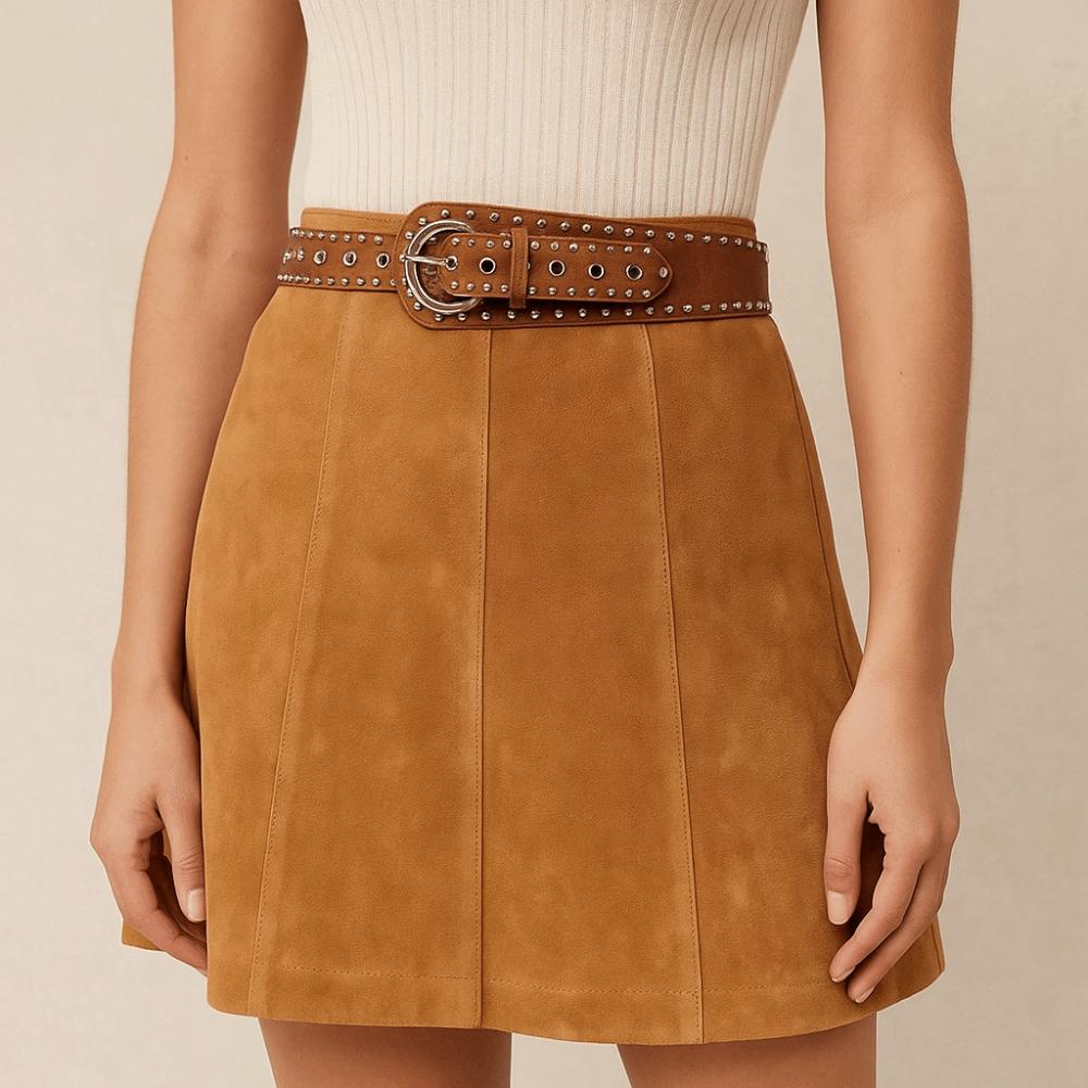 PU Leather Women's Waist Belt Studded Design Dress Jeans Waistband  Jeans Accessory