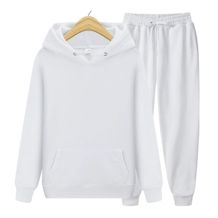 Fashion Solid Color Sports Casual Pullover Hoodie Fleece Men's Hooded Two-piece Set