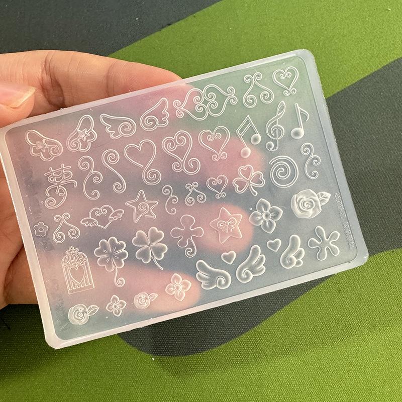 1Pcs Manicure Multi Shapes Vine Small Model 3D Four Leaf Clover Flower Note Wings Nail Art Silicone Mold Diy Nail Art Supplies