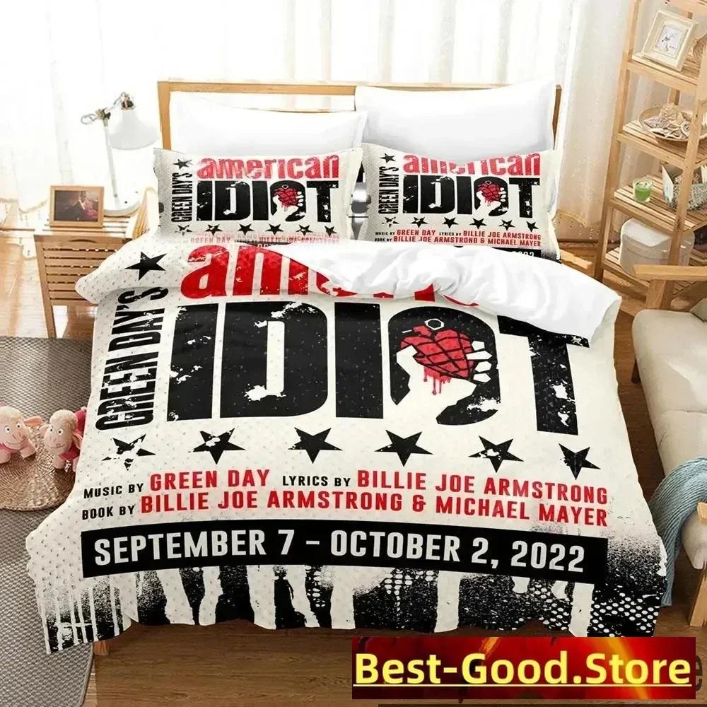 3D Tisk American Idiot Green Day Tištěná Ložní Sada Povlak na Přikrývku Povlak na Polštář Ložní Sada Ložní Prádlo Prostěradlo Přikrývka Plná Velikost Queen