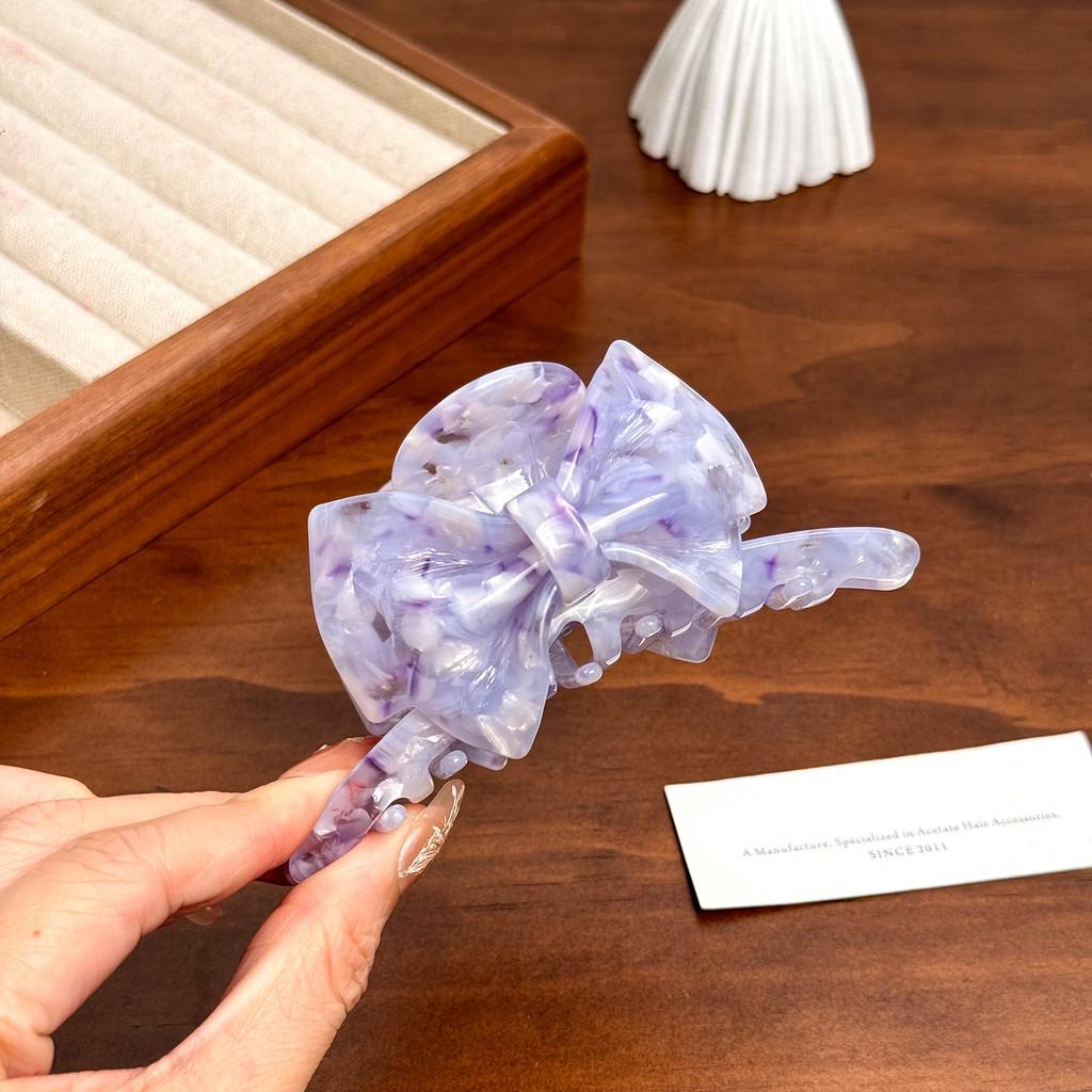 

Versatile Acetate Hair Claw Clip With Stylish Bow Pattern For Fashionable Looks Floral Purple