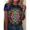 Floral Butterfly 3D Print T-Shirts Women's Casual Short Sleeve Round Neck T Shirt Street Harajuku Tees Y2k Tops Female Clothing