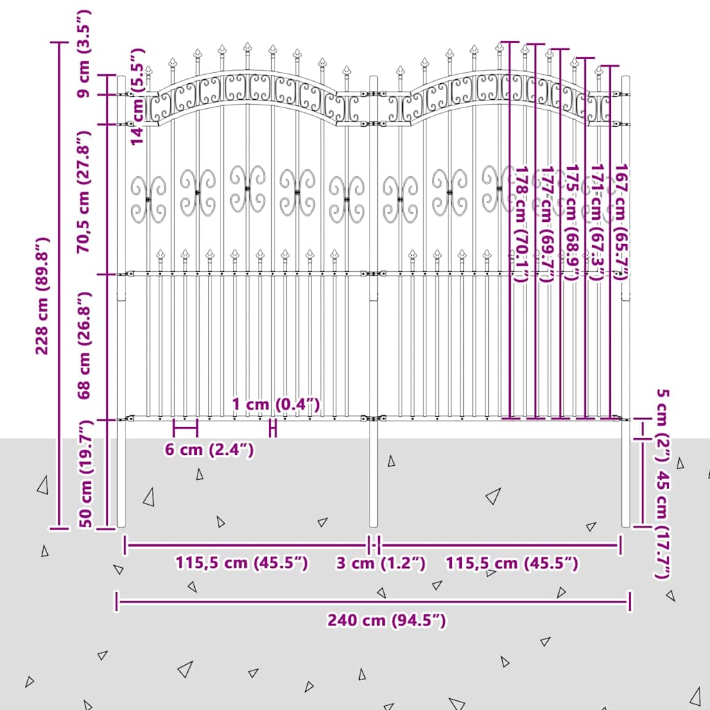 Garden Fence KAMPEN 240 X 228 Cm Mesh Powder Coated Steel