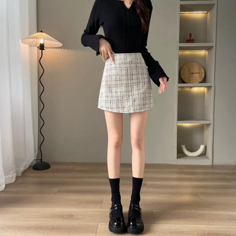

Весенне-осенняя модная юбка А-силуэта в клетку с высокой талией в корейском стиле, летняя короткая юбка S