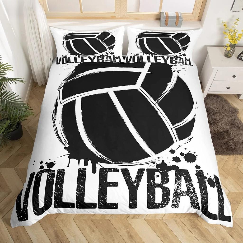 Set Lenjerie de Pat Volei Sporturi King Queen Husă de Plapumă Tematică Minge Foc și Apă Husă de Plapumă Poliester Husă de Pilotă