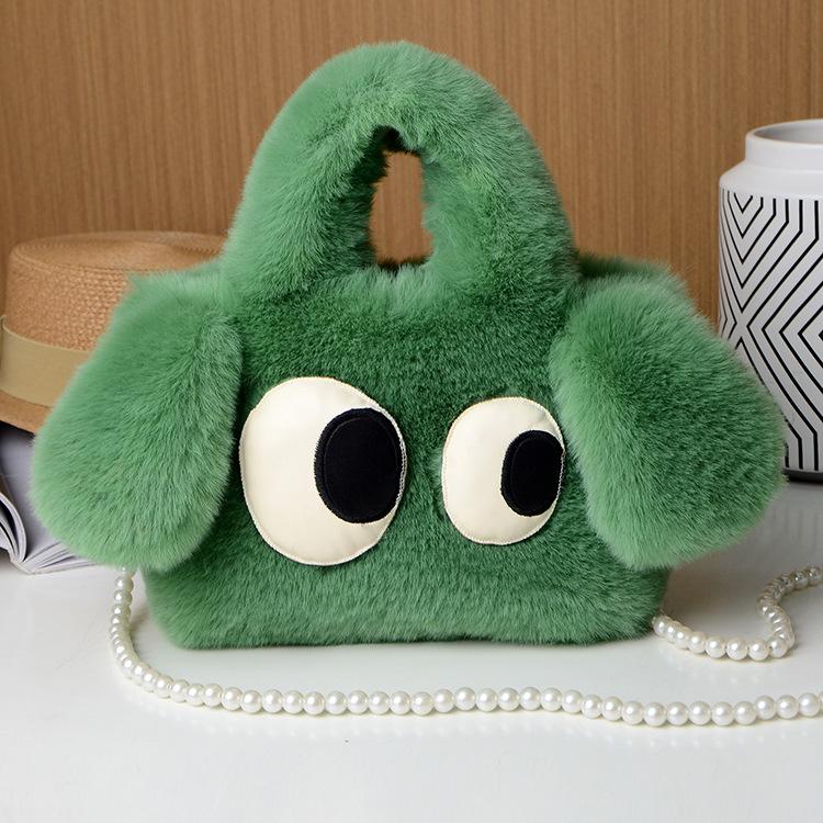 New autumn and winter plush bag cute big-eyed puppy tote bag shoulder bag crossbody sideways eye puppy bag