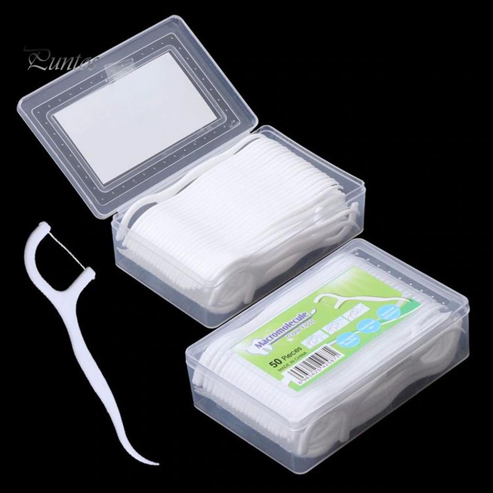 Puntos 50Pcs Dental Floss Flosser Pick Toothpicks Stick Oral Care Teeth Cleaning