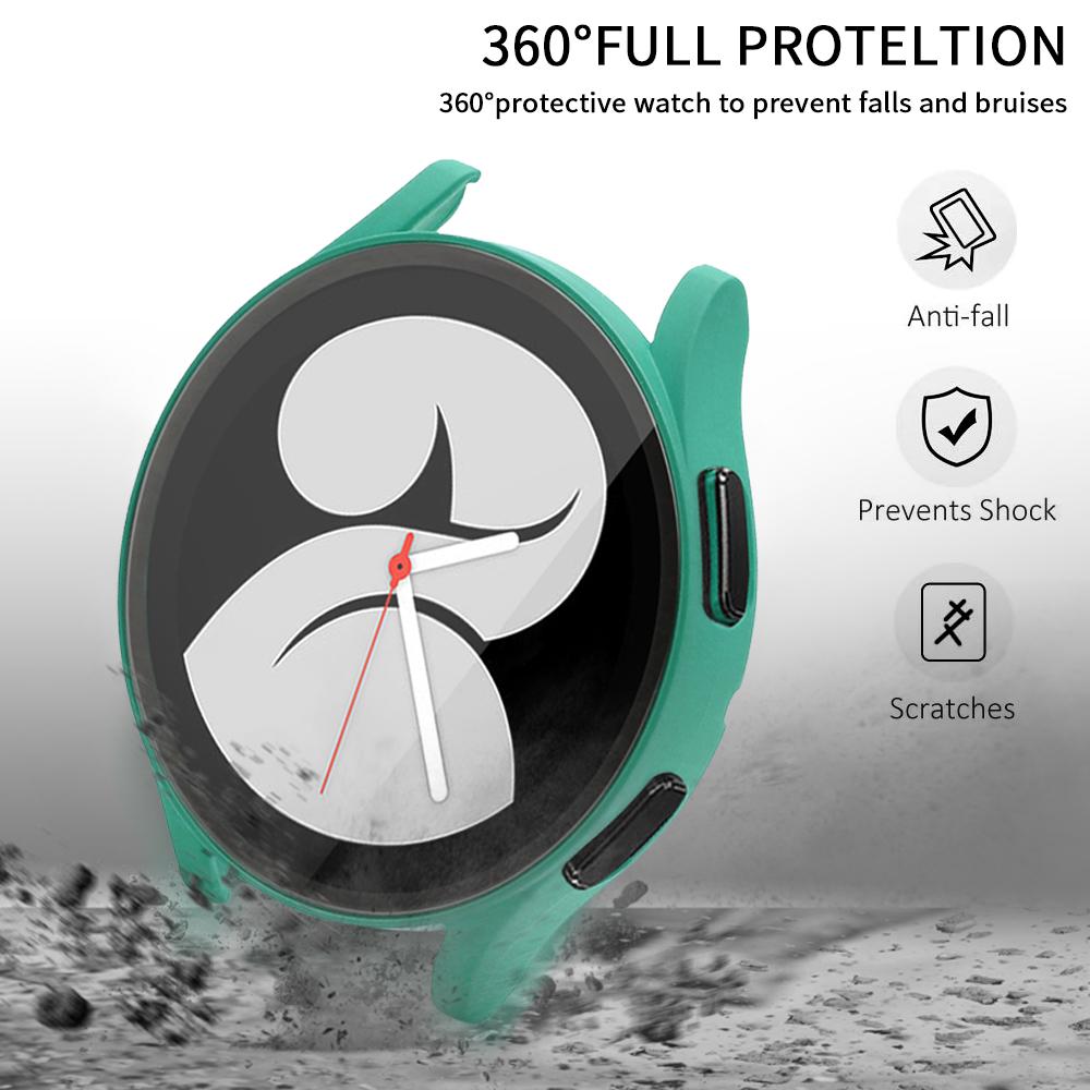 Tempered Glass+Case for Samsung Galaxy Watch 4/5/6 44mm40mm Screen Protector Bumper Shell Hard Matte All Around Protective Cover