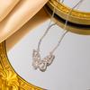 Damen Vintage Luxus Zirkon Schmetterling Anhänger Halskette Edelstahl Kette Schmetterling Schmuck Zubehör Geschenke