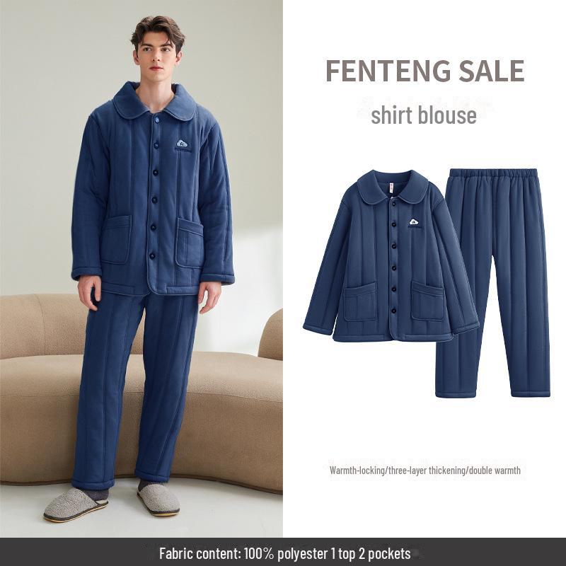 Antistatic Suede-Lined Women’s Autumn/Winter Suit - Three-Layer Velvet Men's Homewear