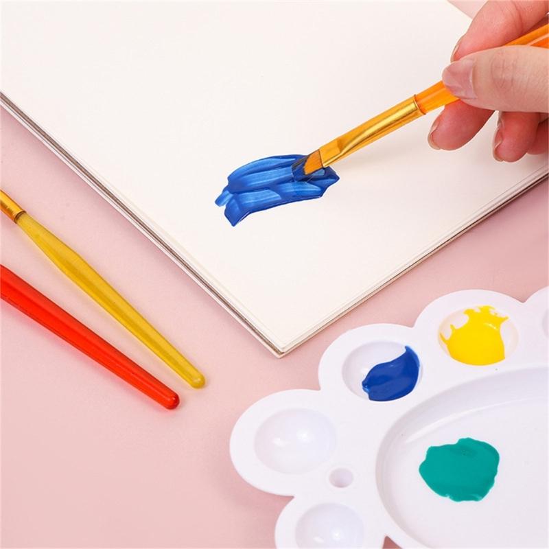7Pcs Kids Paintbrush Palettes Smearing Tool Set, Toddler Watercolor Paint Brush and Flat Tip Craft Paint Brushes