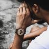 BOBO Bird Wooden Stylish Wood Stainless Steel Chronograph Military Quartz Casual Watch with Black Wood Band Men's Watch, &