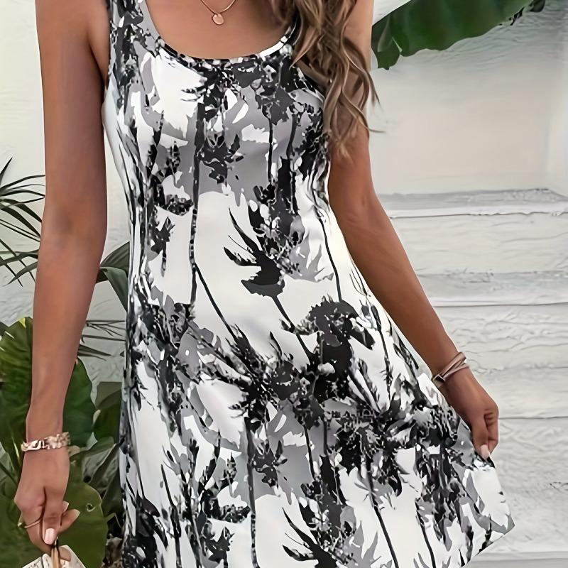 European and American Temperament Casual and Elegant Spring and Summer Bohemian 3D Printed Sleeveless Dress
