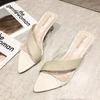 Summer Women Yellow Green Beige Pumps Sandals For Ladies Sexy Mules High Heels Slip-on Slippers Slides Shoes New 2026