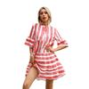 Women's Clothing Popular European Summer Striped Loose Five-quarter Sleeve Dress