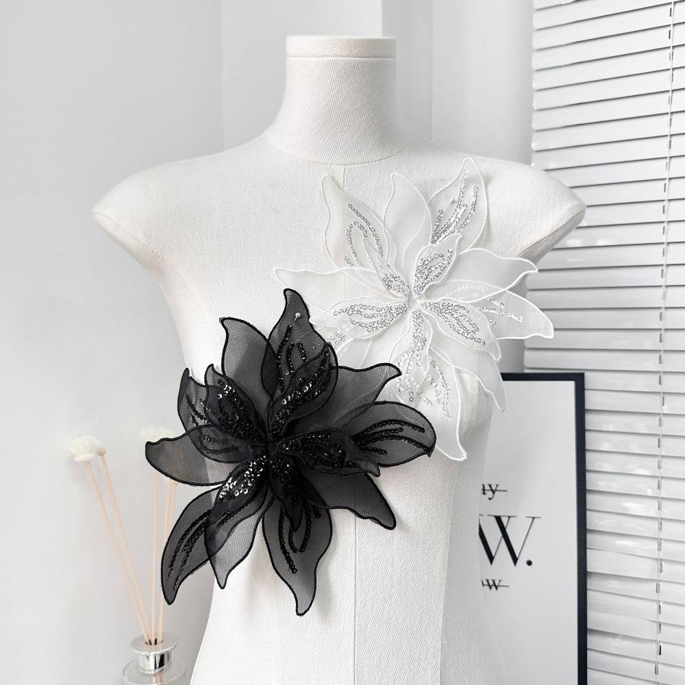 New Lace Organza Flower Patch Multi-layer DIY Embroidery Studded Patch Hand-made Applique Decorative Clothes Decoration