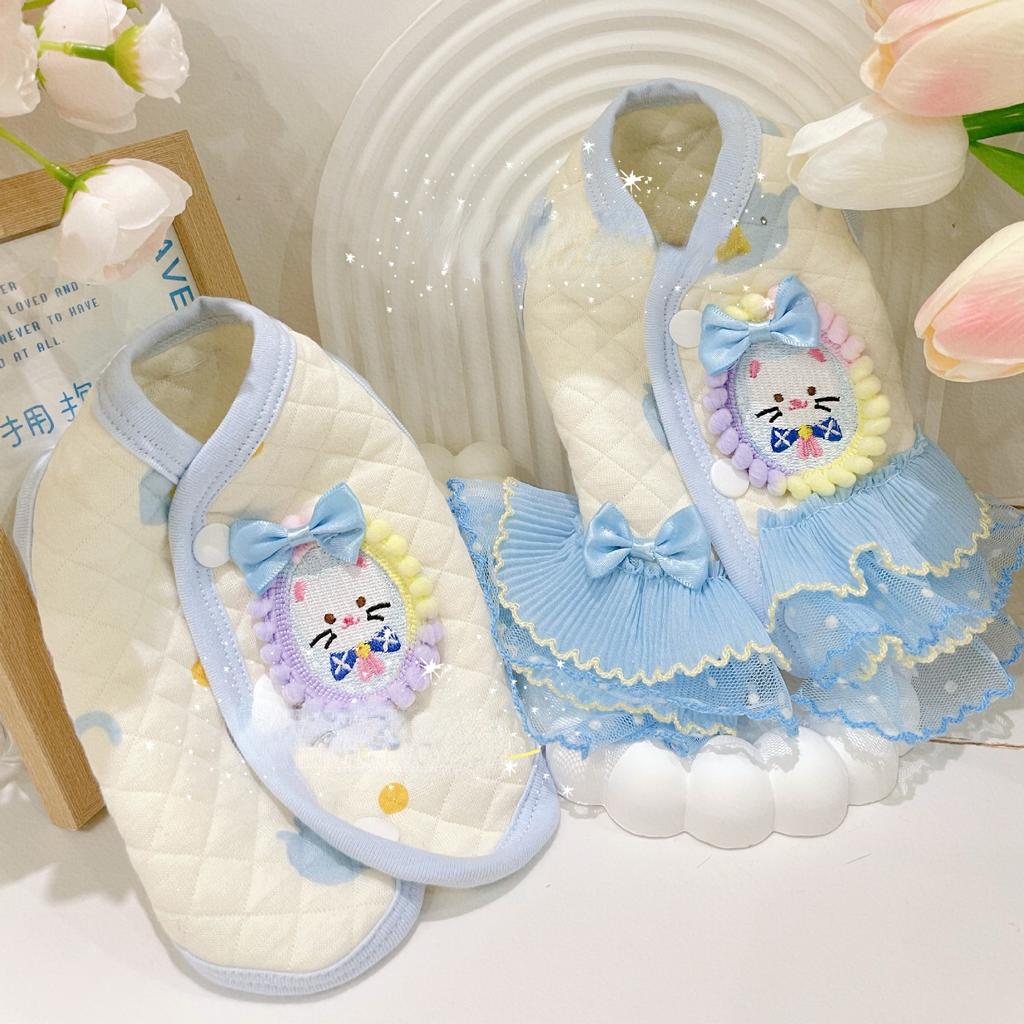 Autumn/Winter Sequin Dress Cute Bow Mesh Dress Dog Clothes Marzis York Summer Buckle Warm Home Dress Designer Dog Clothes