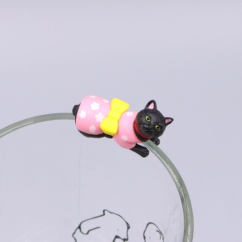 Black Action Cat Figure Cartoon Model Toy Decoration Doll Children Ornament Gift