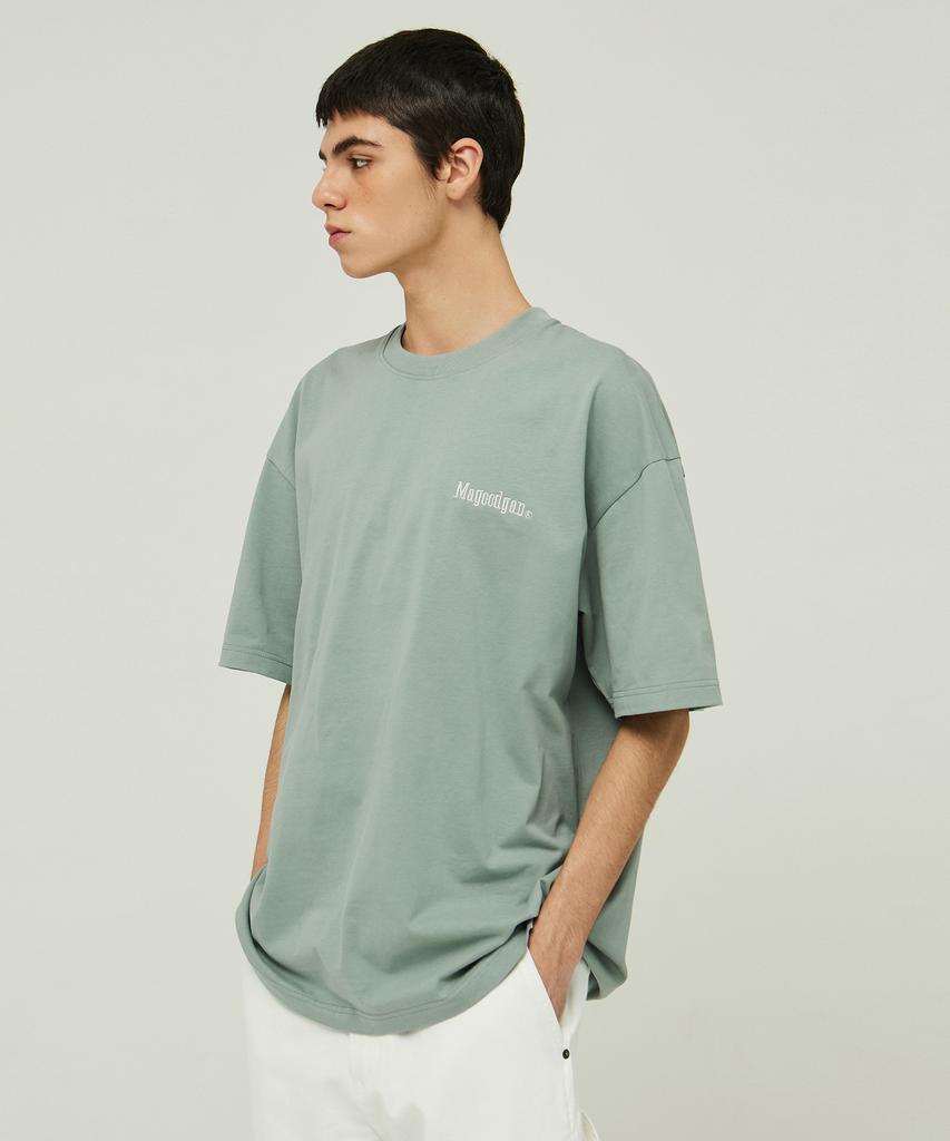 MAGOODGAN Swagver 3547 Back Art Oversized Khaki Short Sleeve Tee