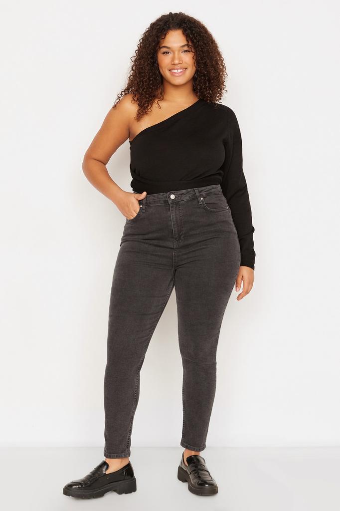 Blugi de damă Plus Size Fashion Nou sezon Albastru închis cu talie înaltă Blugi skinny flexibili
