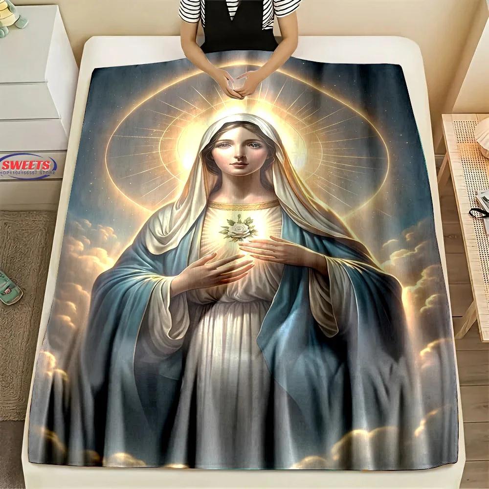 New Arrival ! Virgin Mary Pray Blanket, Warm and Cozy Flannel Blanket, Sofa Bedroom Office Leisure Nap Cover Blanket, Nice Gift