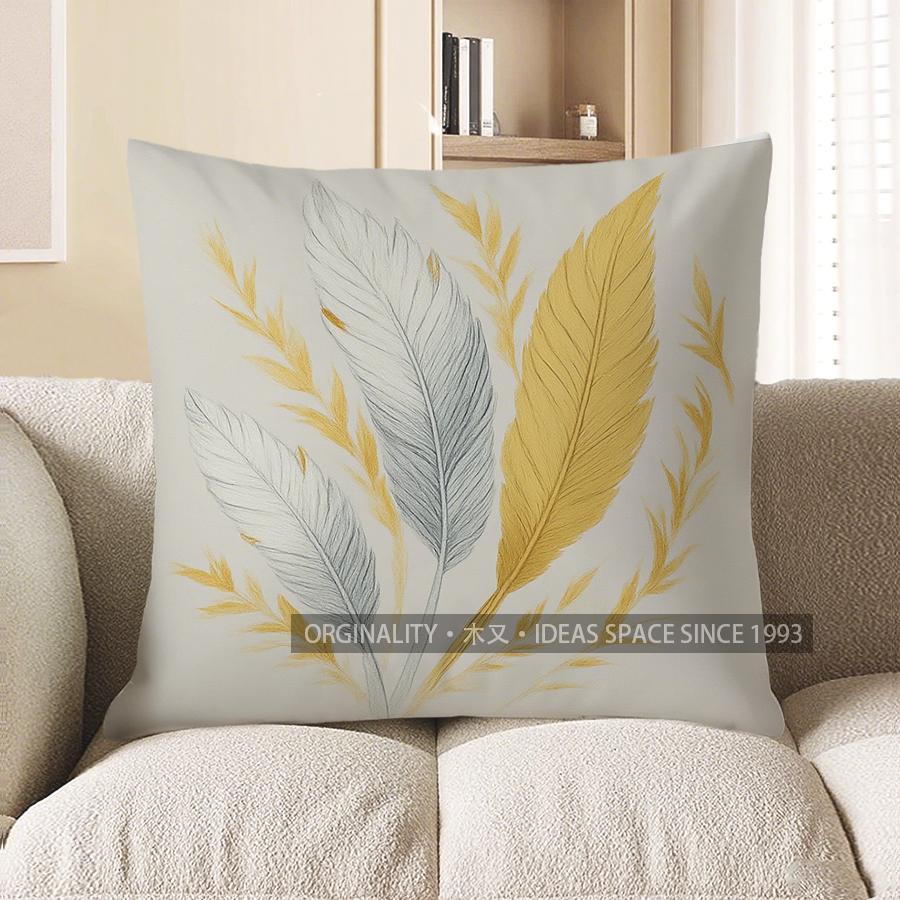

Home Decor Stylish Feather-Patterned Cushion for Home Decor Pattern Cushion Cover Suitable for Sofa Bedroom Car Pillow Cover 40x40cm