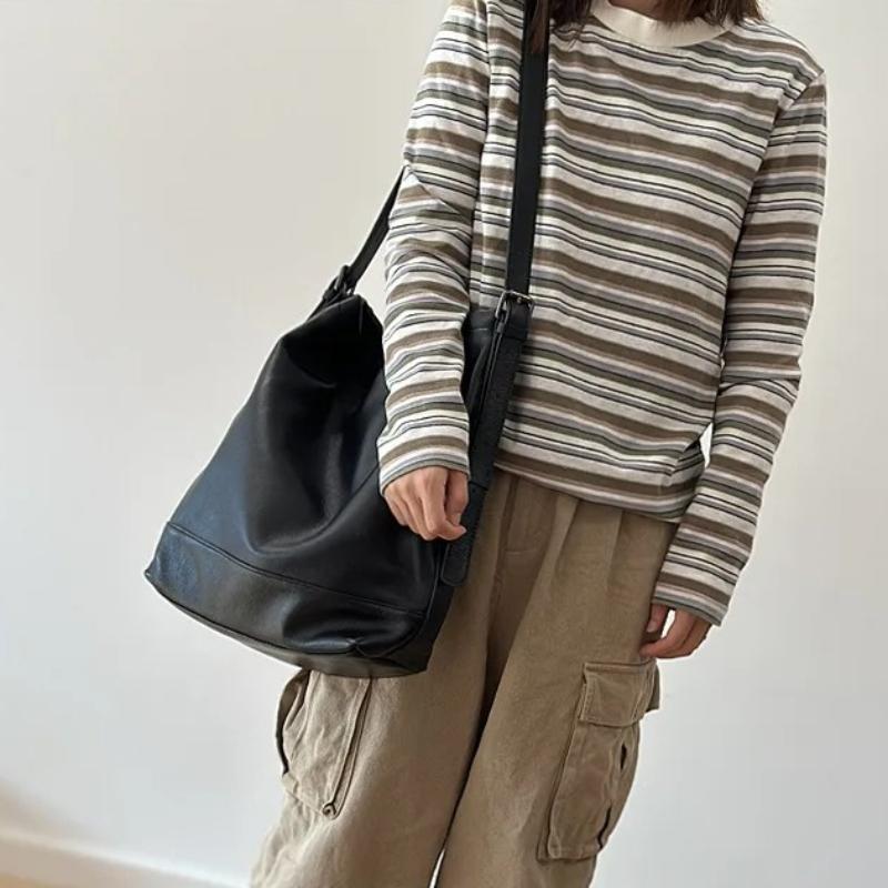 Johnature Leisure Large Capacity Soft Cowhide Women's Bag Genuine Leather Texture Versatile Shoulder Bag