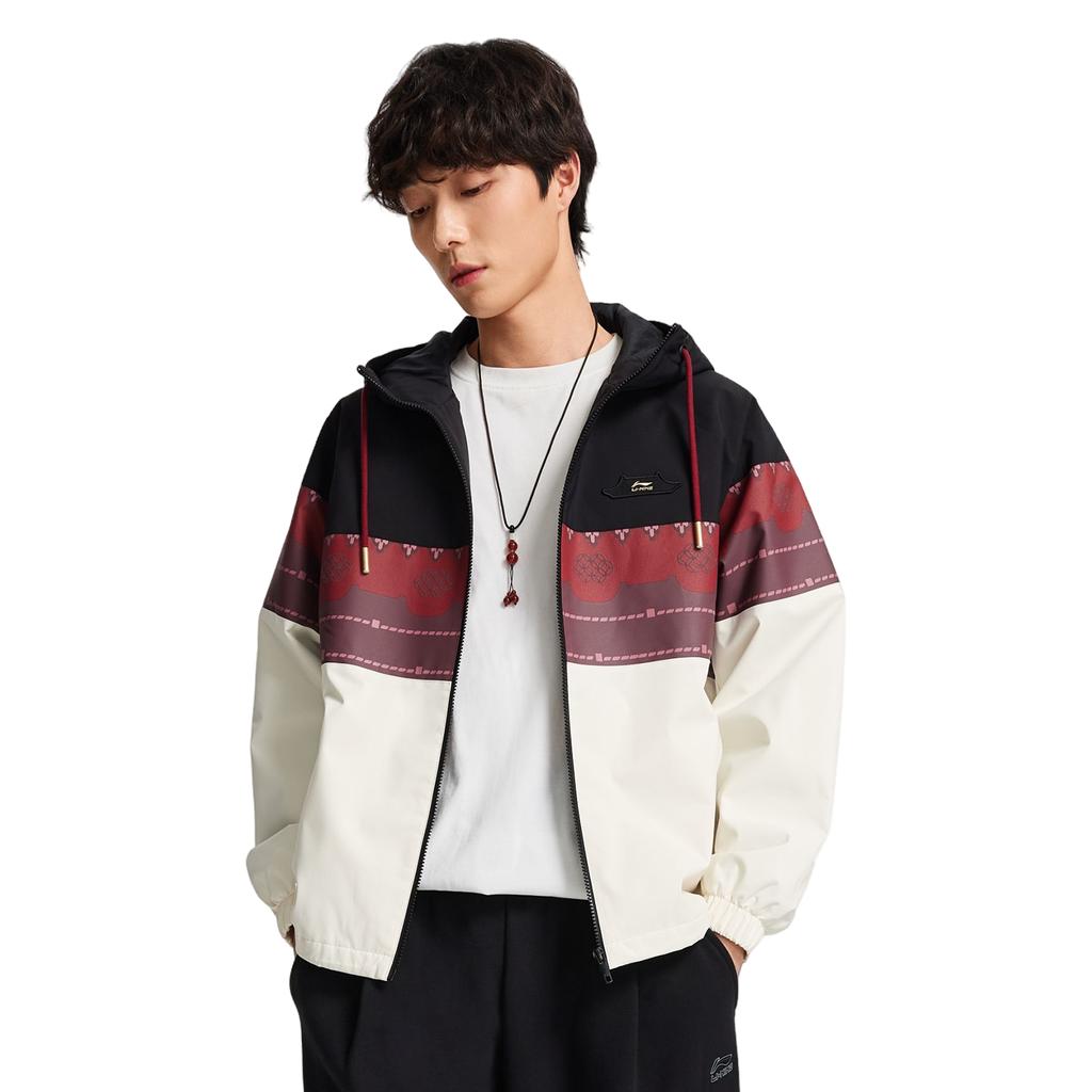 Li-Ning Windproof Water-Repellent Color-Block Hooded Cotton Jacket Men Jackets AJMW089-1
