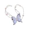 Elegant Rhinestone Pearl Butterfly Bow Necklace: Fashionable and Versatile Neck Accessory