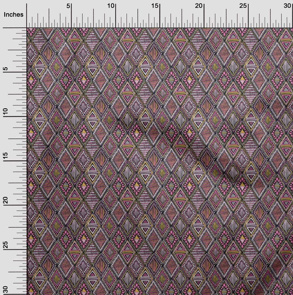 oneOone Cotton Flex Green Fabric Tribal Quilting Supplies Print Sewing Fabric by The Yard 40 Inch