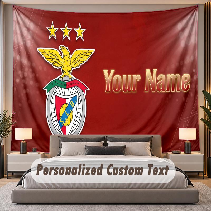 Tapisserie Murale Personnalisée avec Nom et Texte Benfica FC en Polyester pour Chambre à Coucher et Pièce