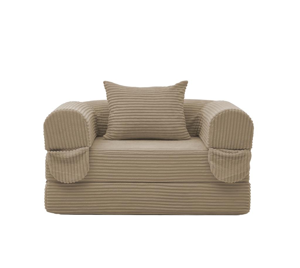 Corduroy Single Sleeper Sofa Convertible, Folding Sofa Bed, Space-Saving Guest Bed, High-Quality Corduroy Fabric, for Living Room, Bedroom, Apartment