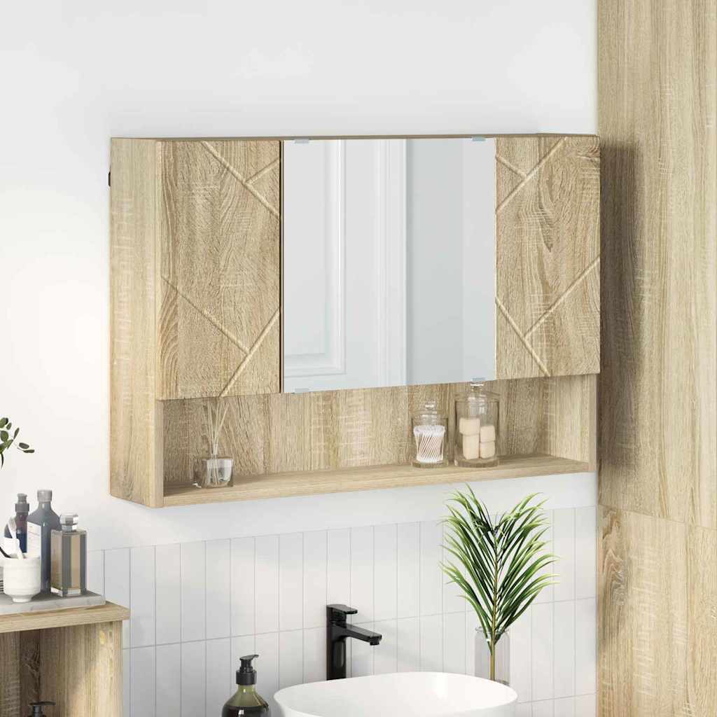 Mirror Cabinet Sonoma Oak 80 X 17 X 55 Cm Engineered Wood