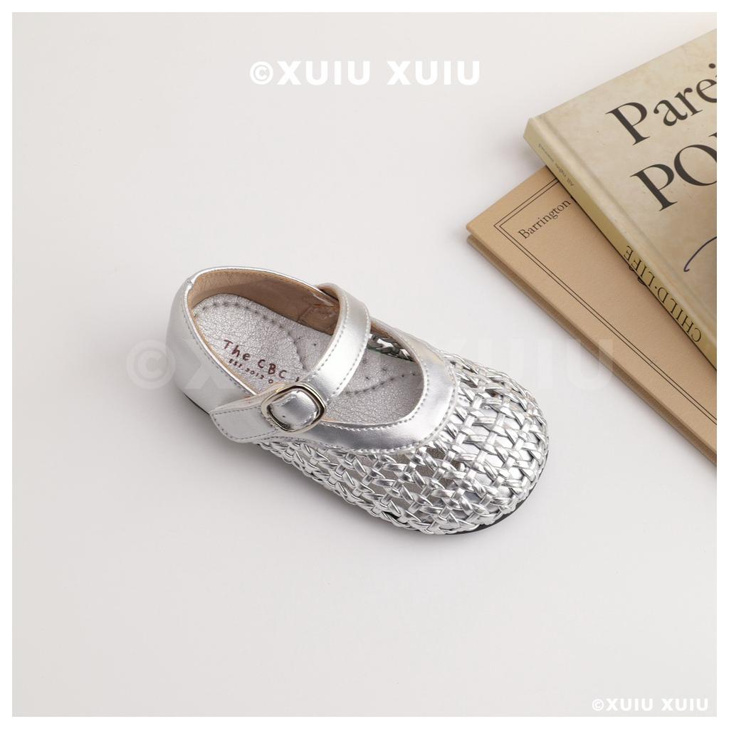 XSHX "Retro-Geflecht" Mädchen Mary Jane Sandalen mit Aussparungen Flacher Einstieg Frühling und Sommer Atmungsaktiv Baotou [Wenzhou Schuhe]