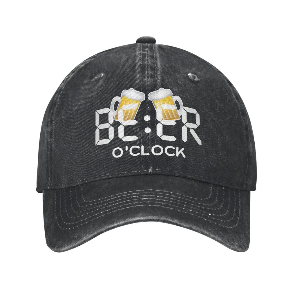 Retro Beer Oclock Baseball Caps Unisex Women Distressed Washed Headwear Outdoor All Seasons Travel Unstructured Soft Caps Hat