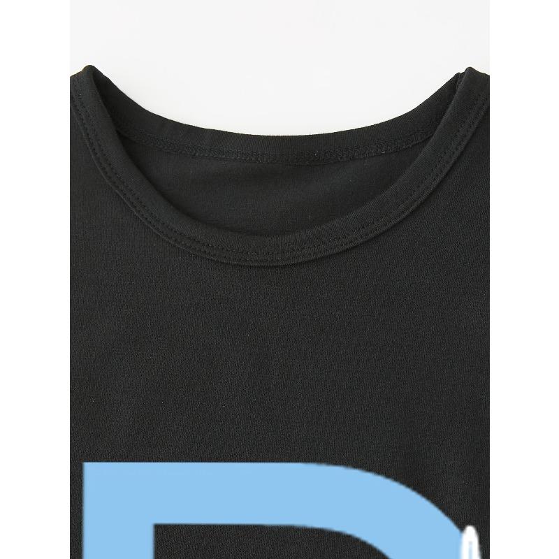 European Sizes Custom Boys' T-Shirt with Letter Print And Personalized Name
